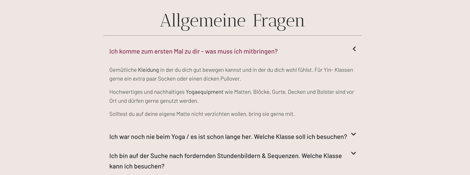 Ausschnitt 4 von 6 der Website von Raumwunderyoga, Leipzig