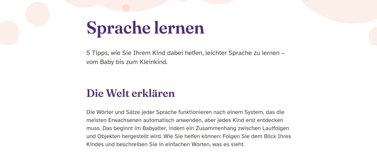Ausschnitt 2 von 4 der Website von Nomina Logopädie, Bochum