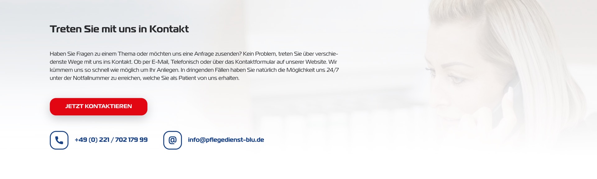 Ausschnitt 3 von 6 der Website von Pflegedienst Blu, Köln