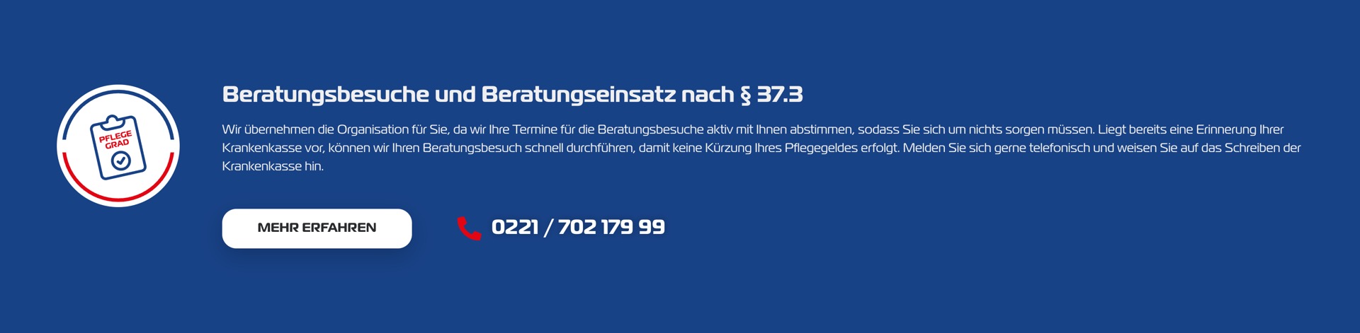Ausschnitt 6 von 6 der Website von Pflegedienst Blu, Köln
