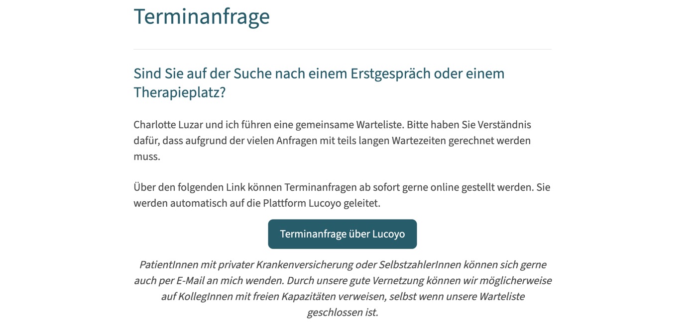 Ausschnitt 4 von 4 der Website von Praxis für Psychotherapie Johanna Bender, Rhein-Sieg-Kreis
