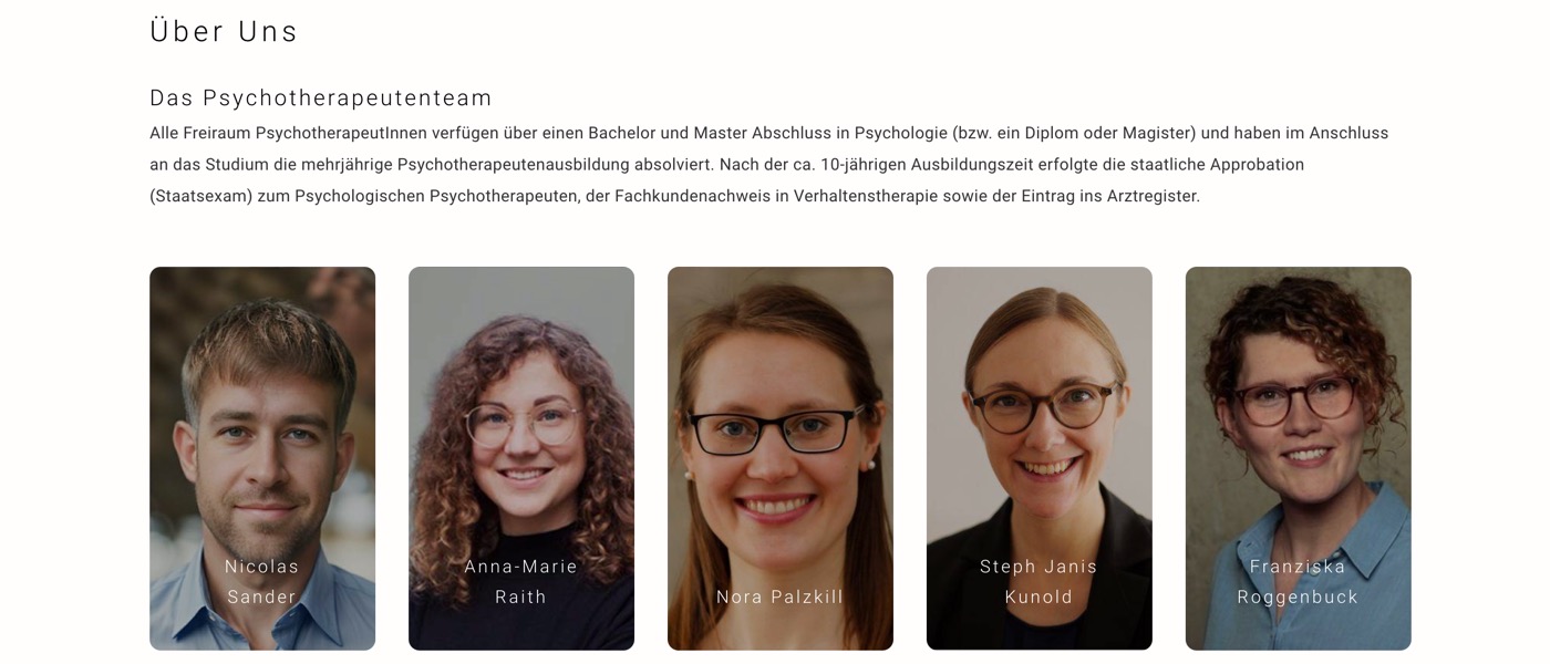 Ausschnitt 6 von 6 der Website von Freiraum Psychotherapie Berlin, Berlin