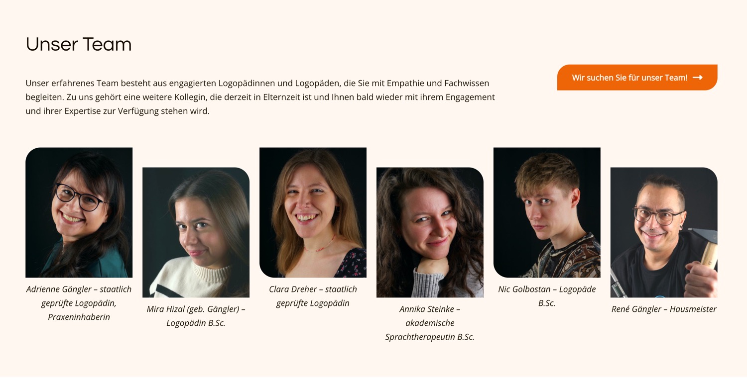 Ausschnitt 5 von 6 der Website von Logopädie Gängler, Berlin