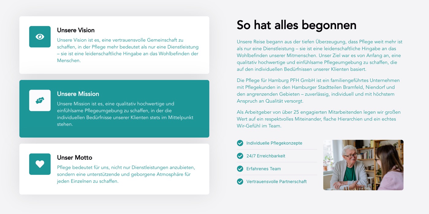 Ausschnitt 6 von 6 der Website von Pflege für Hamburg PFH, Hamburg