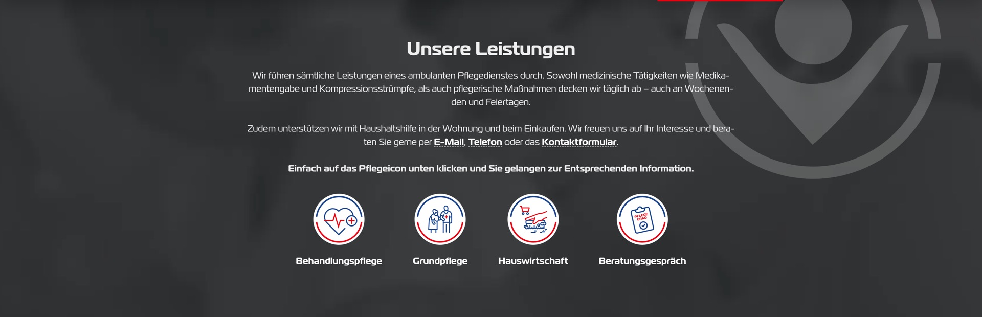 Ausschnitt 4 von 6 der Website von Pflegedienst Blu, Köln