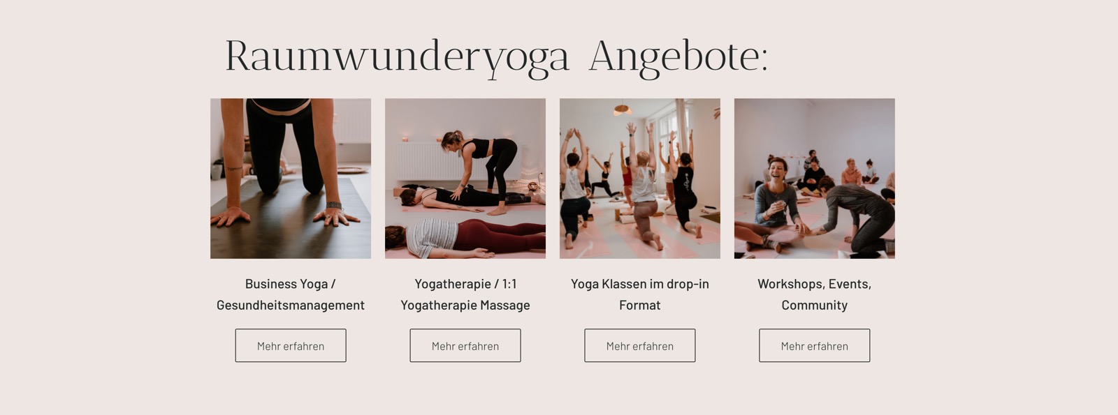 Ausschnitt 1 von 6 der Website von Raumwunderyoga, Leipzig