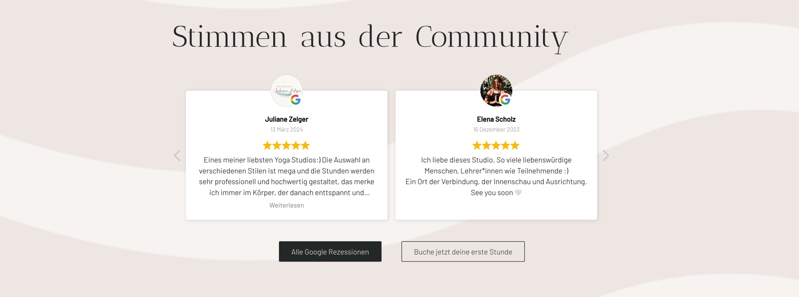 Ausschnitt 3 von 6 der Website von Raumwunderyoga, Leipzig