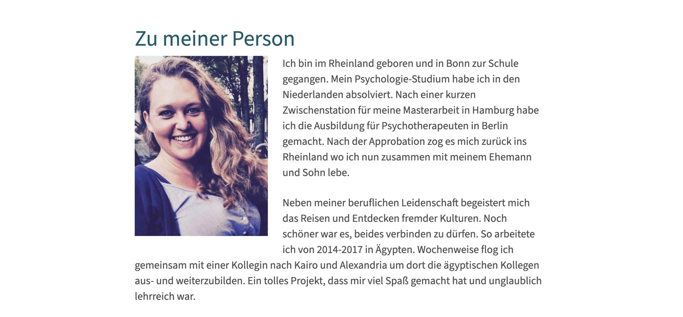 Ausschnitt 3 von 4 der Website von Praxis für Psychotherapie Johanna Bender, Rhein-Sieg-Kreis