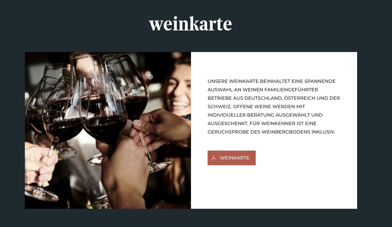 Ausschnitt 2 von 3 der Website von Heimat Restaurant, Hamburg