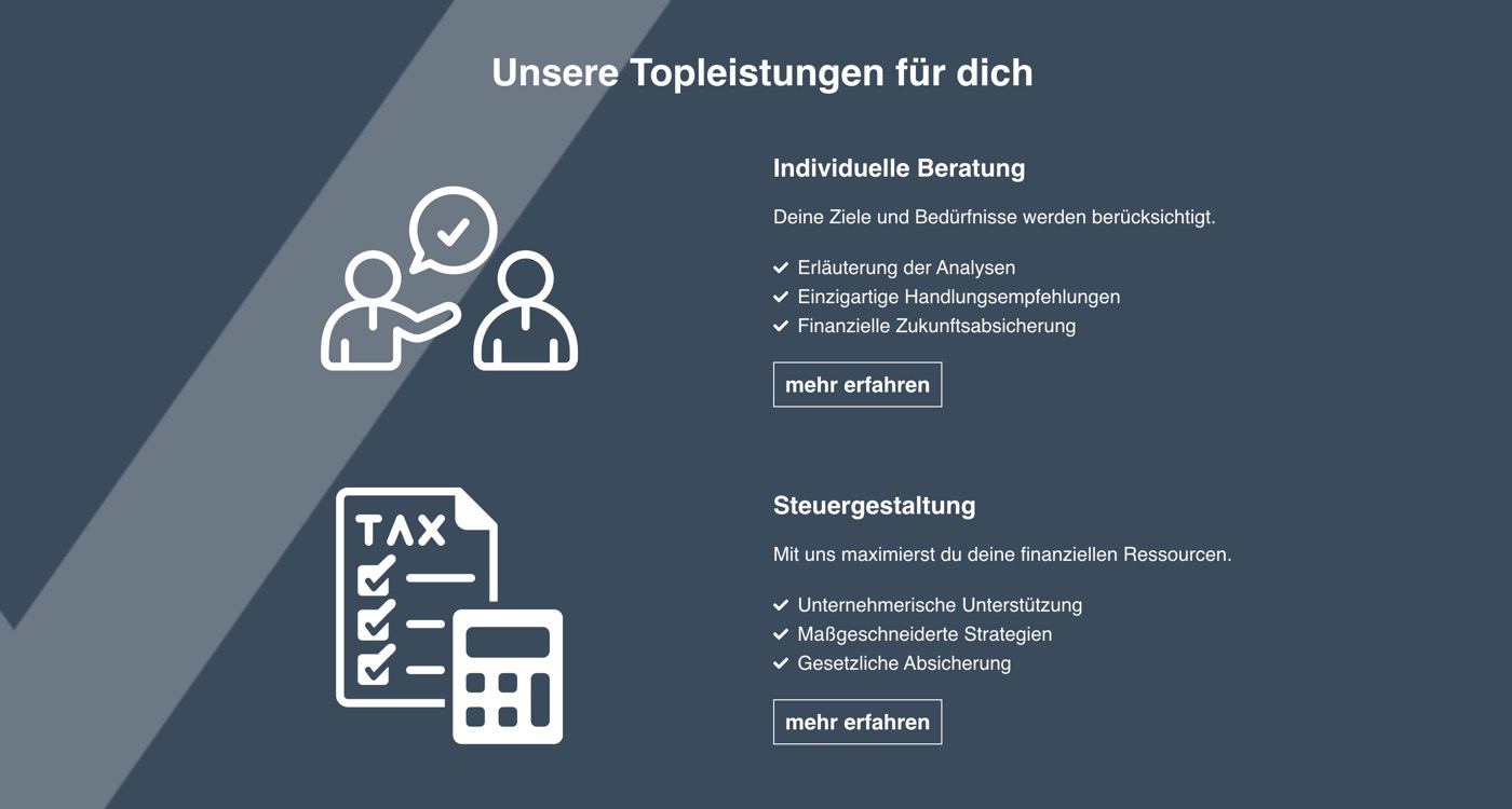 Ausschnitt 4 von 4 der Website von vBK Steuerberatung, Essen