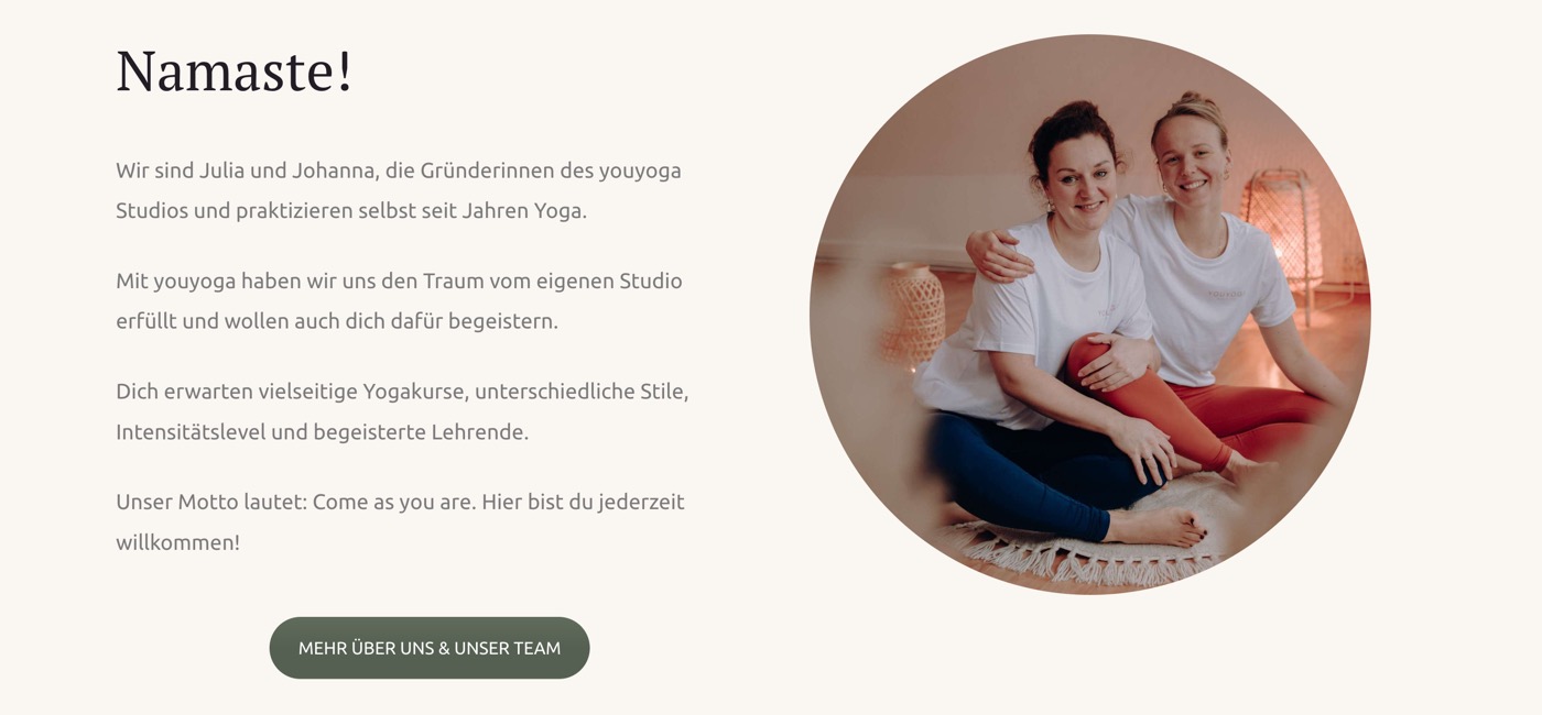 Ausschnitt 4 von 6 der Website von youyoga Rostock, Rostock