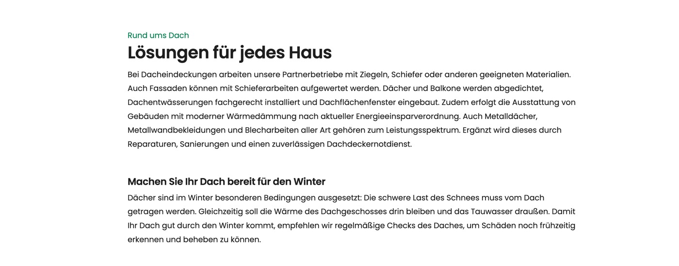 Ausschnitt 5 von 6 der Website von Dachdecker‑MB, Rems-Murr-Kreis