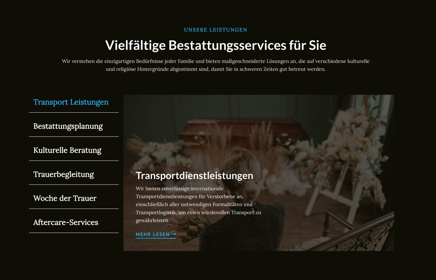 Ausschnitt 4 von 5 der Website von Bestattungen Arkhipov, Nürnberg