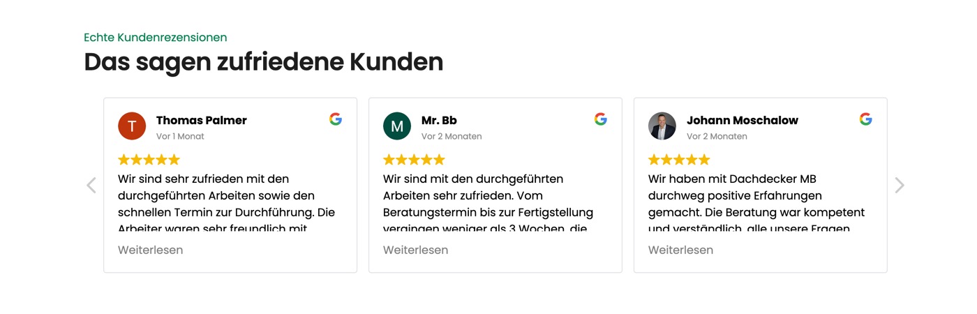 Ausschnitt 4 von 6 der Website von Dachdecker‑MB, Rems-Murr-Kreis