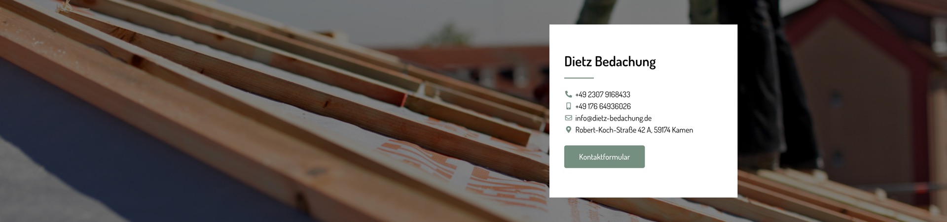 Ausschnitt 3 von 3 der Website von Dietz Bedachung, Kreis Unna