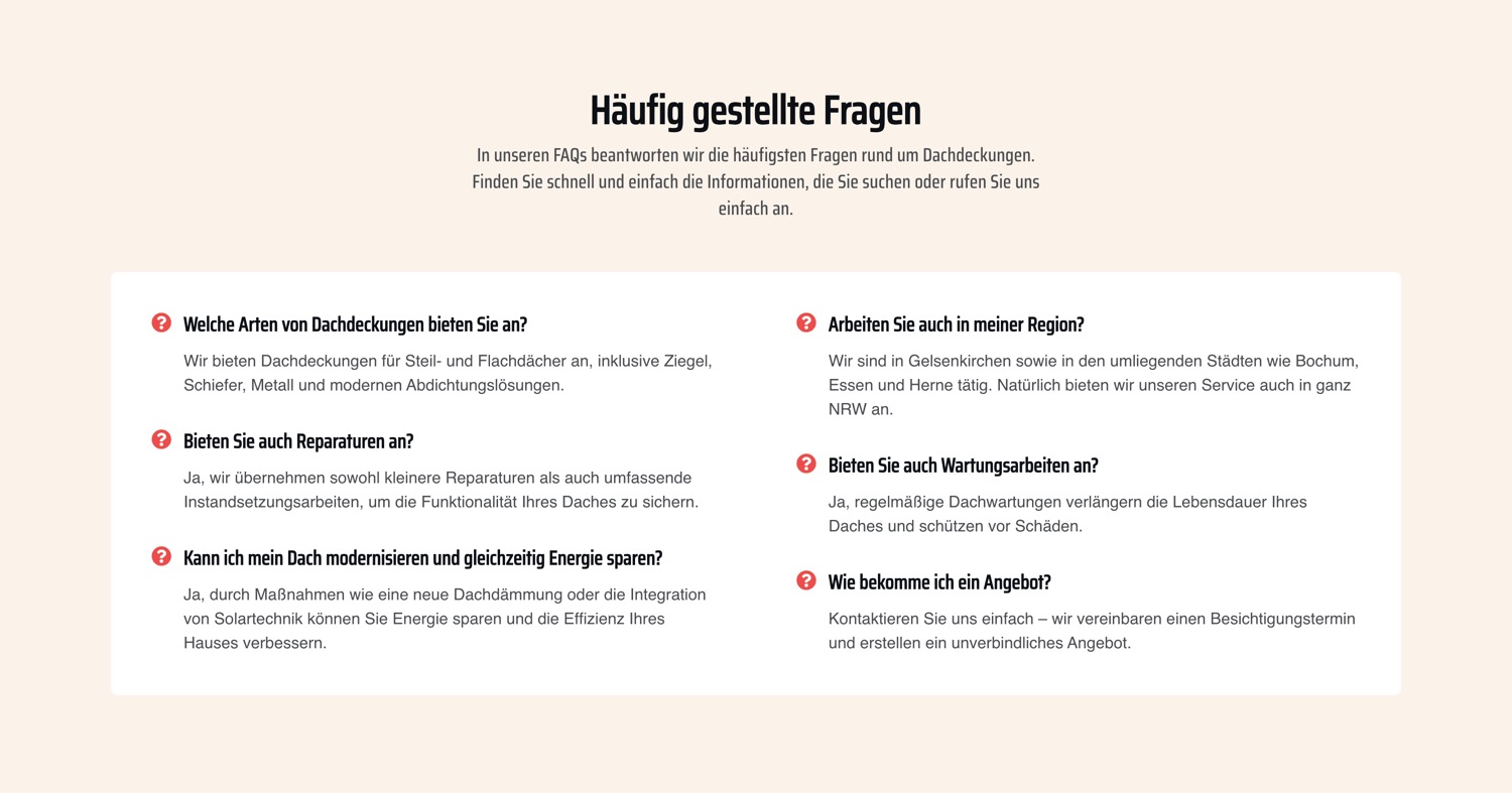 Ausschnitt 6 von 6 der Website von Gude Bedachungen, Gelsenkirchen