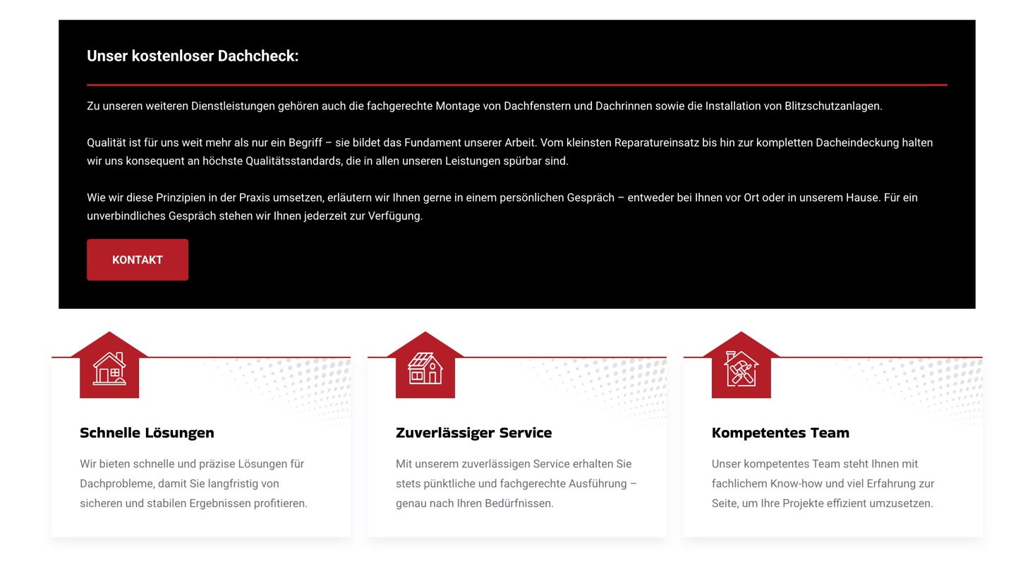 Ausschnitt 6 von 6 der Website von FAMA Bedachungen, Stuttgart