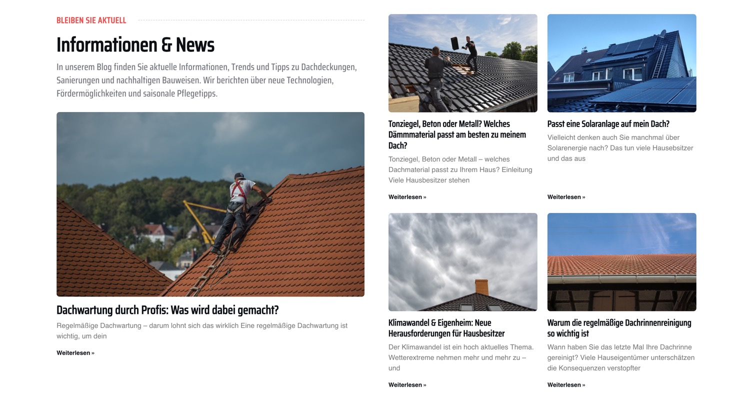 Ausschnitt 5 von 6 der Website von Gude Bedachungen, Gelsenkirchen