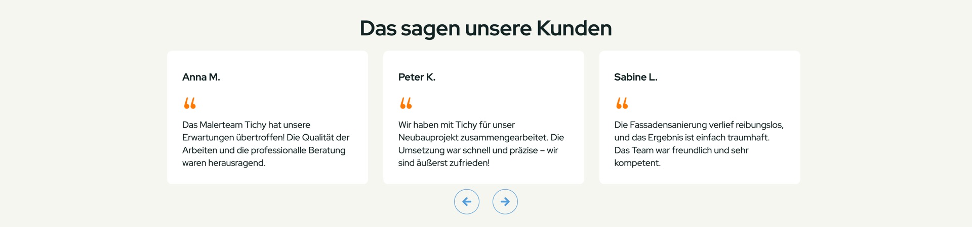 Ausschnitt 5 von 5 der Website von Maler Tichy, Landkreis Ostallgäu