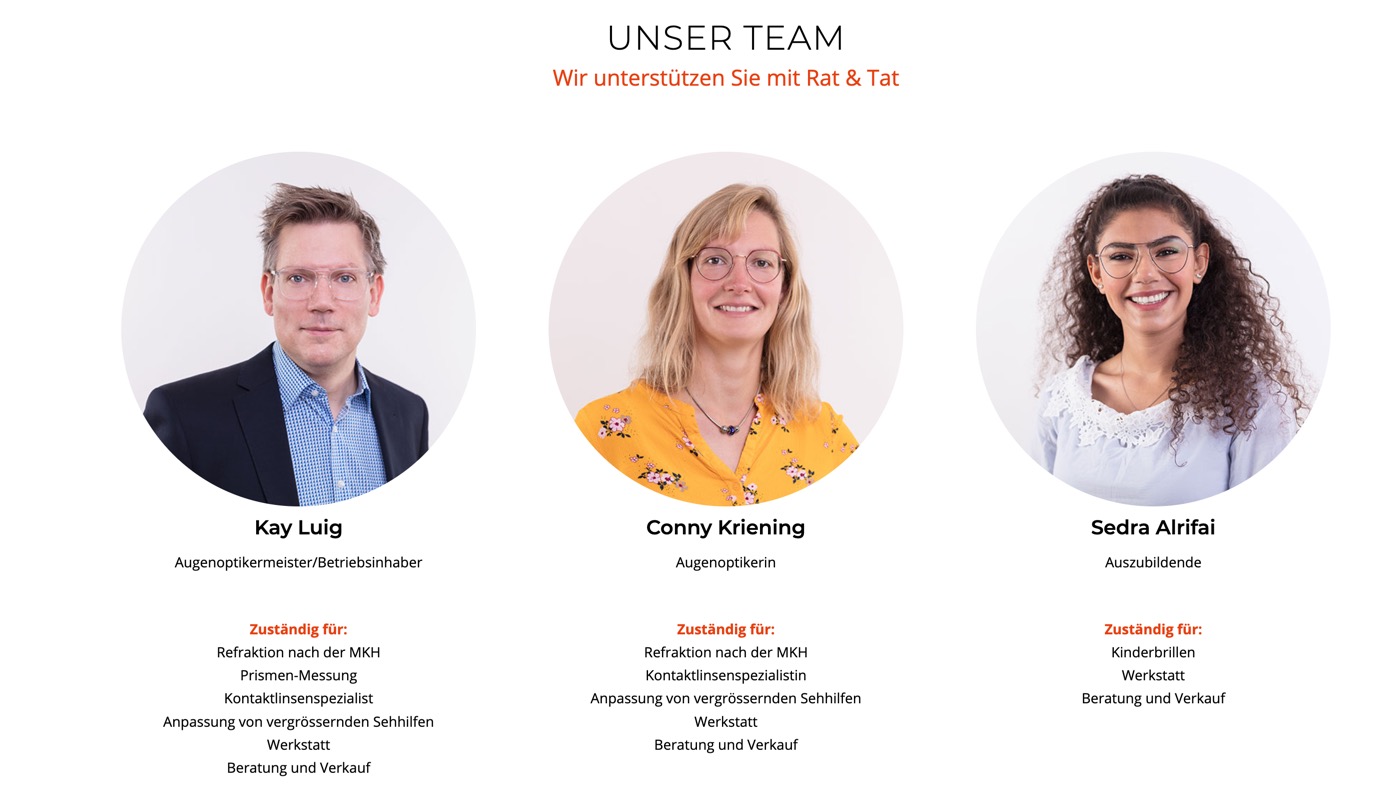 Ausschnitt 4 von 6 der Website von Luig Optik, Lübeck