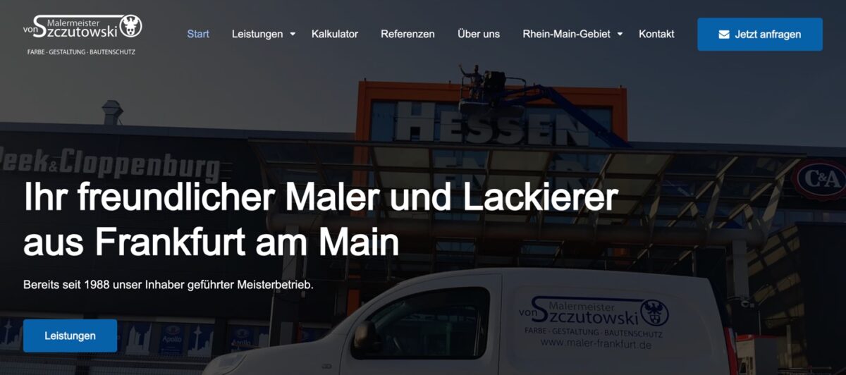 Screenshot der Website