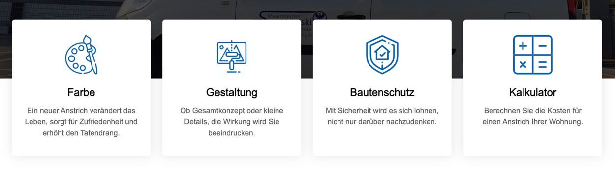Ausschnitt 5 von 6 der Website von Malermeister Szczutowski, Frankfurt am Main
