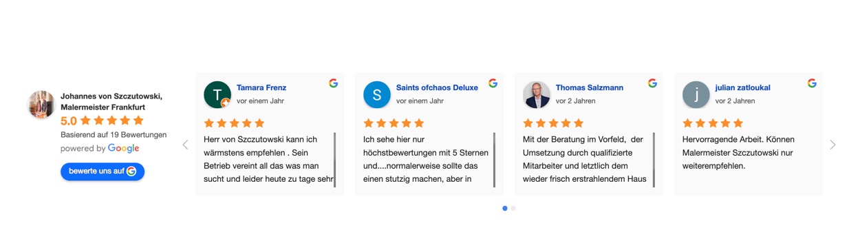 Ausschnitt 6 von 6 der Website von Malermeister Szczutowski, Frankfurt am Main