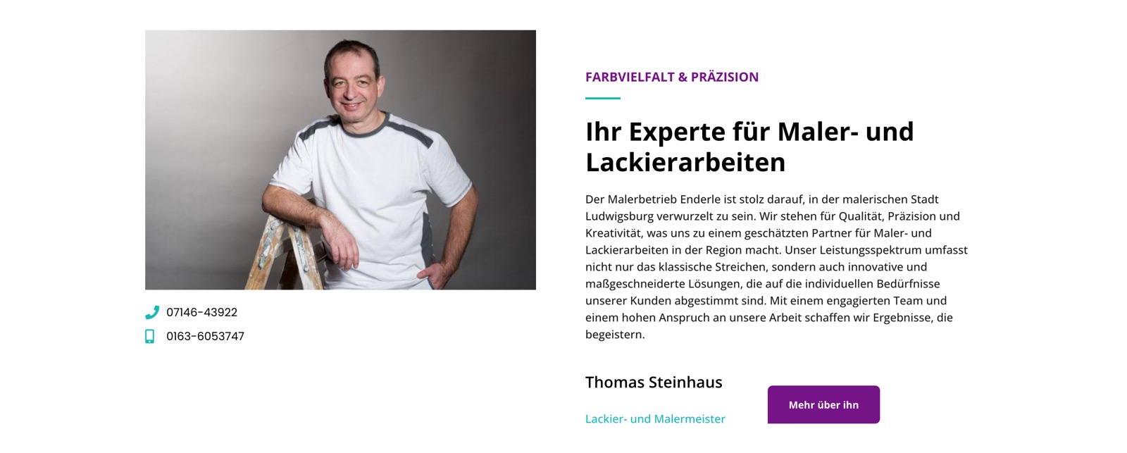 Ausschnitt 4 von 5 der Website von Meisterbetrieb Enderle – Maler & Lackierer, Landkreis Ludwigsburg