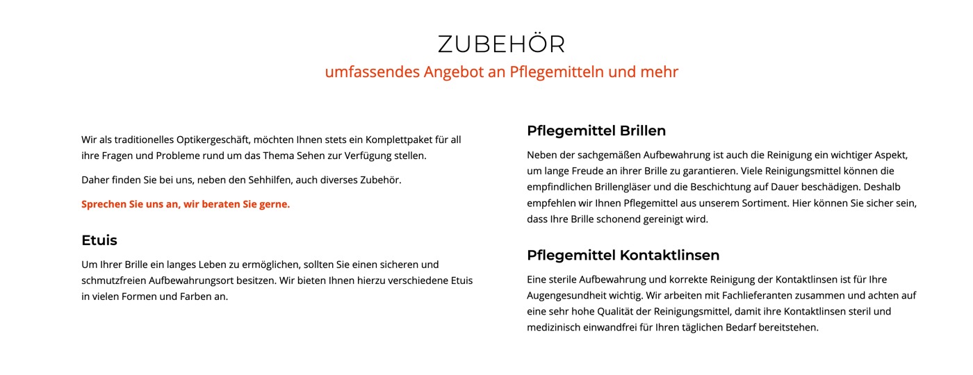 Ausschnitt 5 von 6 der Website von Luig Optik, Lübeck