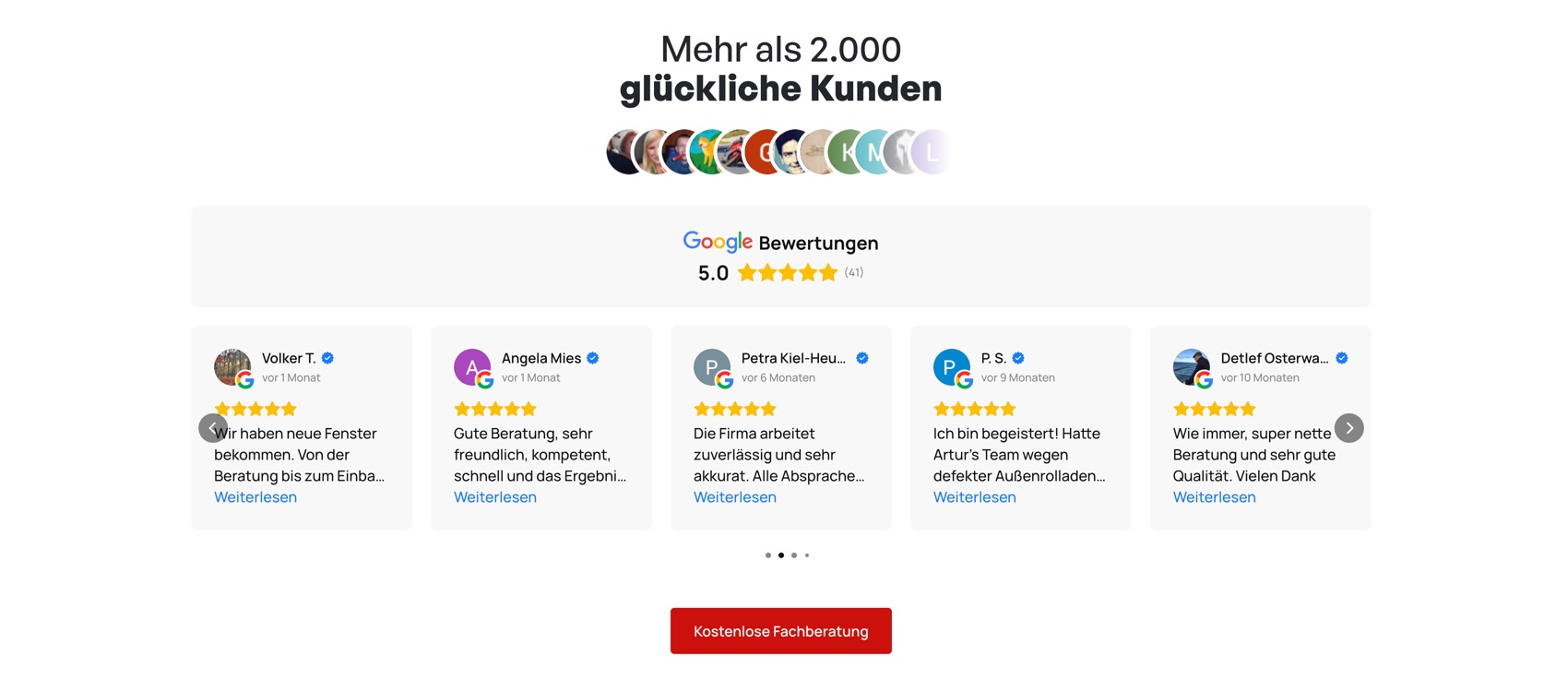 Ausschnitt 5 von 6 der Website von Artur’s Fensterkontor, Hannover