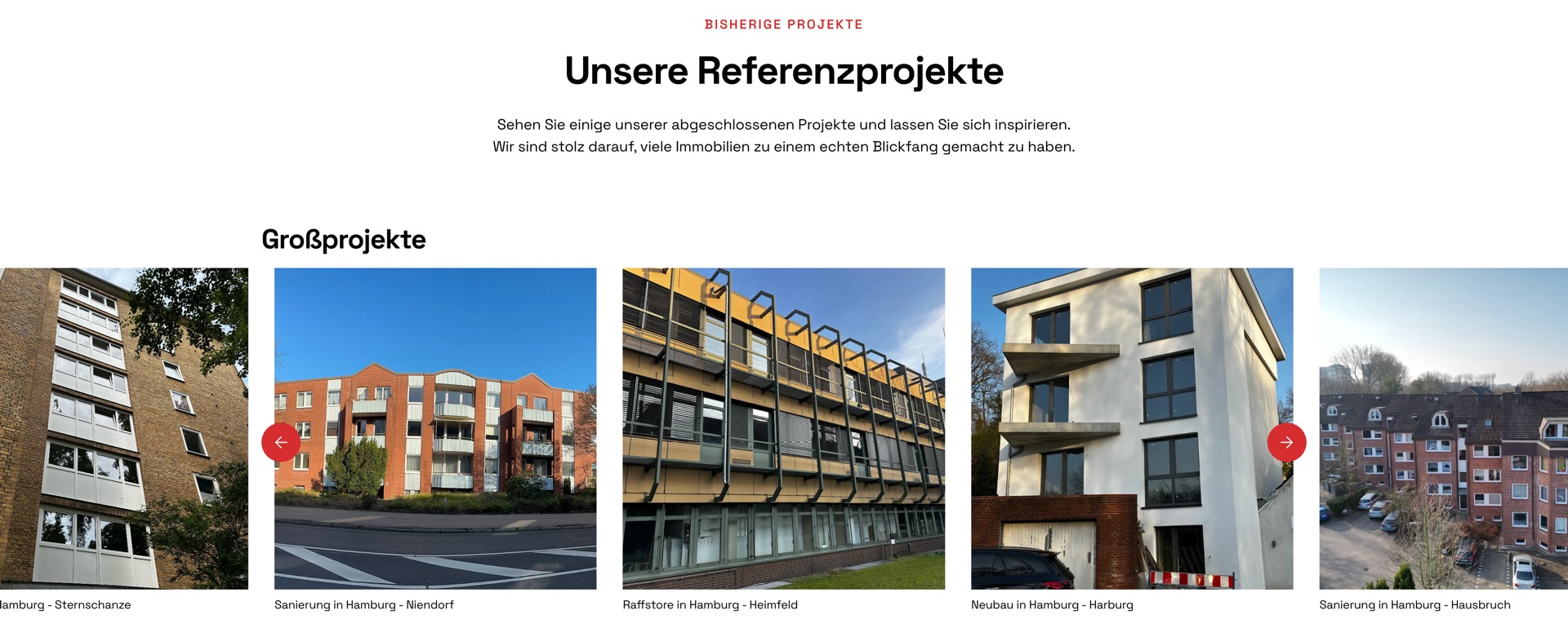 Ausschnitt 4 von 6 der Website von Blickfang Fenster, Hamburg