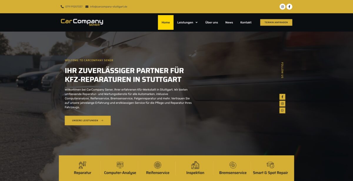 Screenshot der Website
