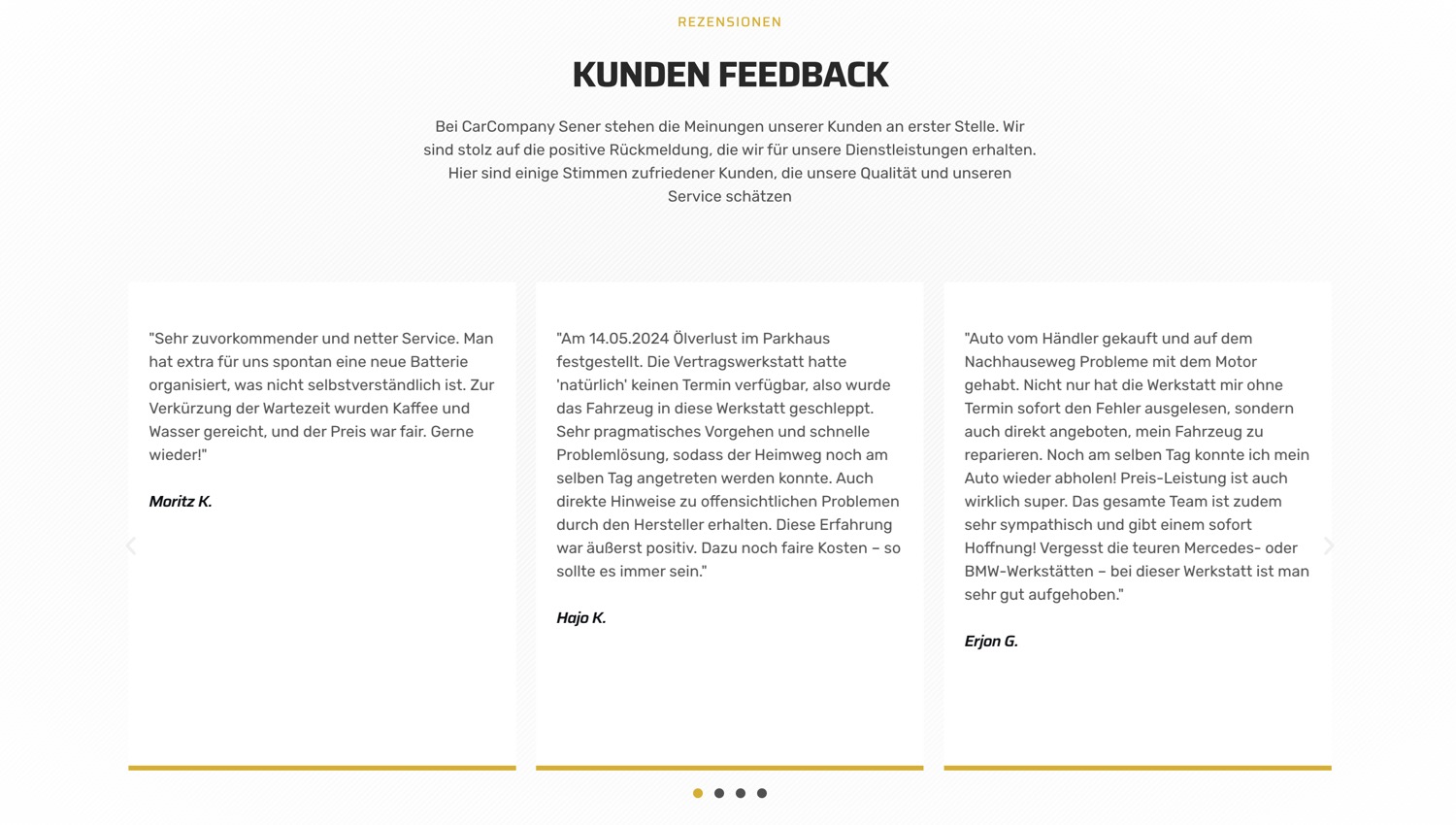 Ausschnitt 3 von 6 der Website von CarCompany Sener, Stuttgart