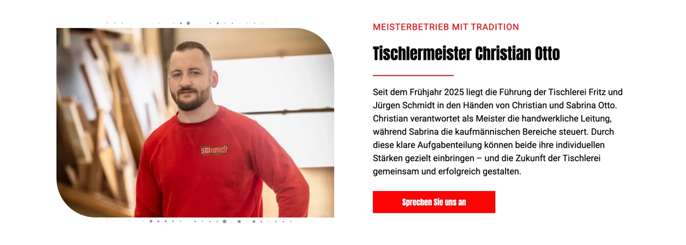 Ausschnitt 6 von 6 der Website von Schmidt Tischlerei, Hamburg