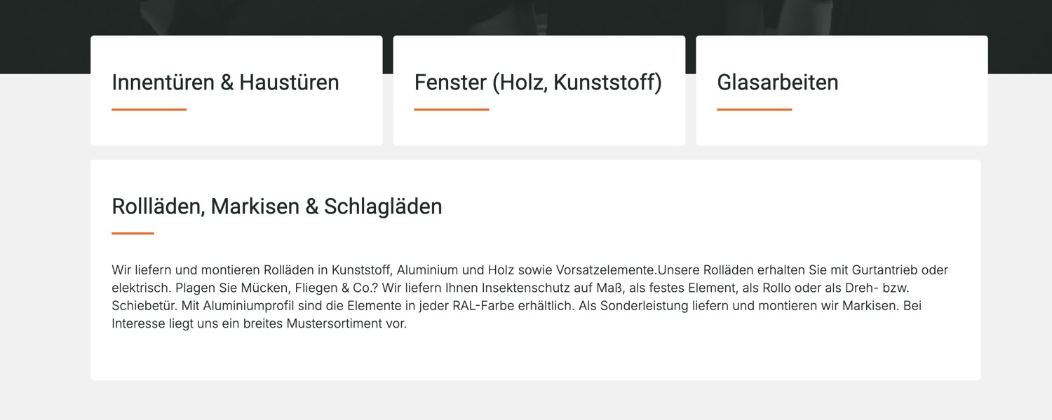 Ausschnitt 4 von 5 der Website von Schreinerei Krapohl, Köln