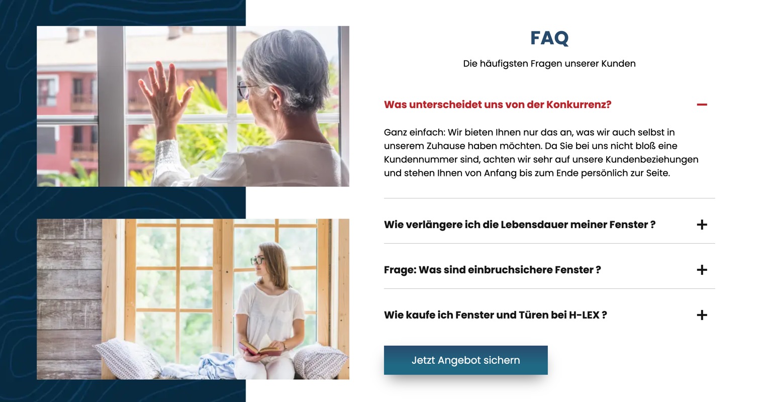 Ausschnitt 5 von 6 der Website von H-LEX Fenster & Türen Berlin, Berlin