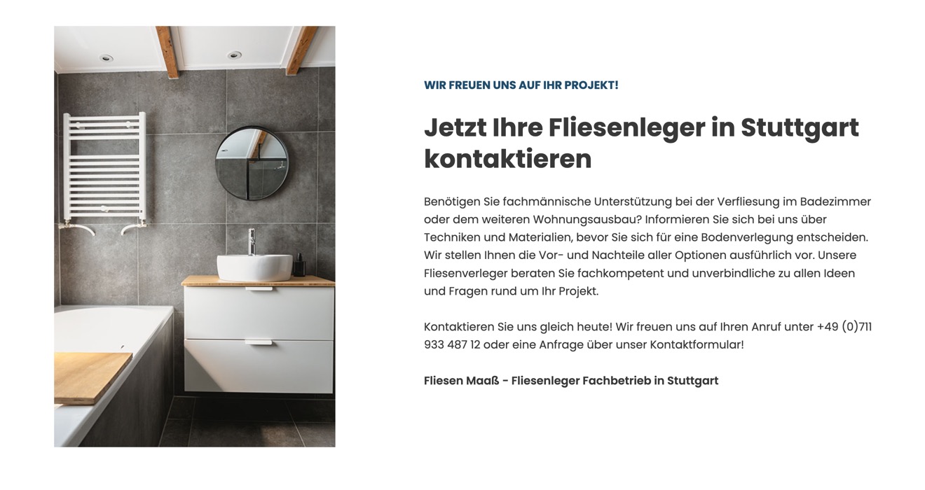 Ausschnitt 3 von 5 der Website von Fliesen Maaß, Stuttgart