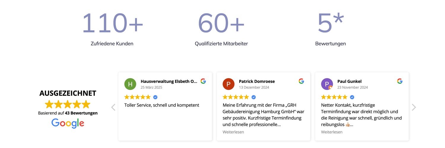 Ausschnitt 5 von 6 der Website von GRH Gebäudereinigung Hamburg, Hamburg