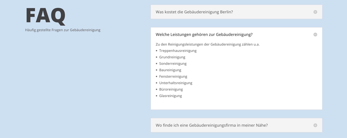 Ausschnitt 5 von 6 der Website von Jens Luck Gebäudereinigung, Berlin