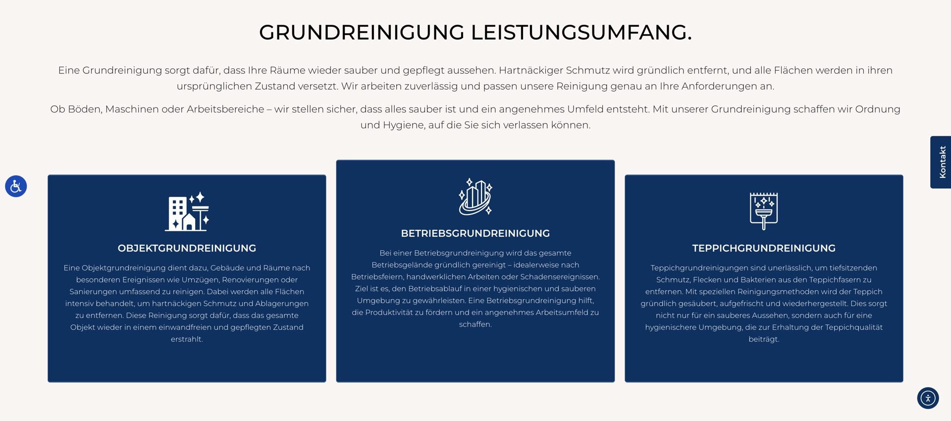 Ausschnitt 4 von 6 der Website von Total  Reinigung, Rhein-Sieg-Kreis