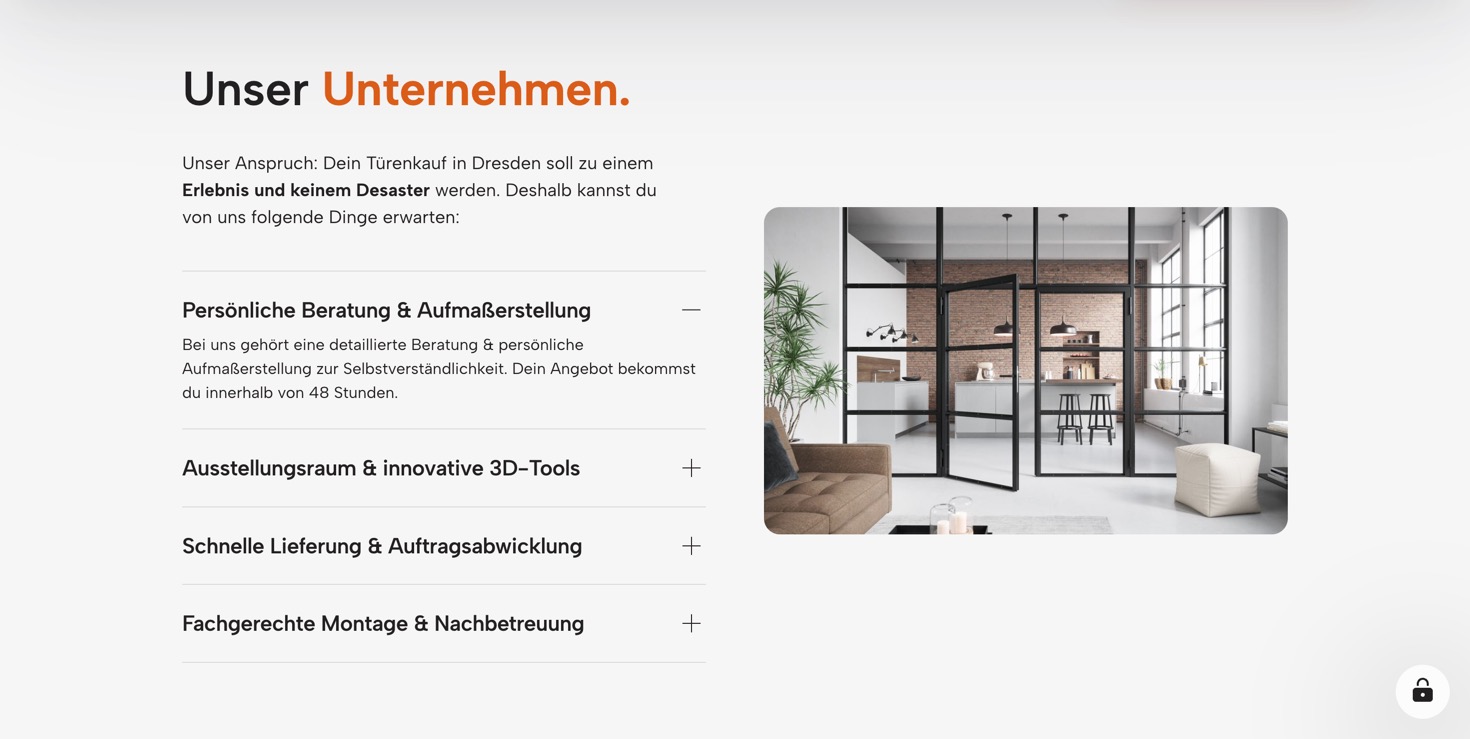 Ausschnitt 3 von 6 der Website von Kubny Handwerksmontagen, Dresden