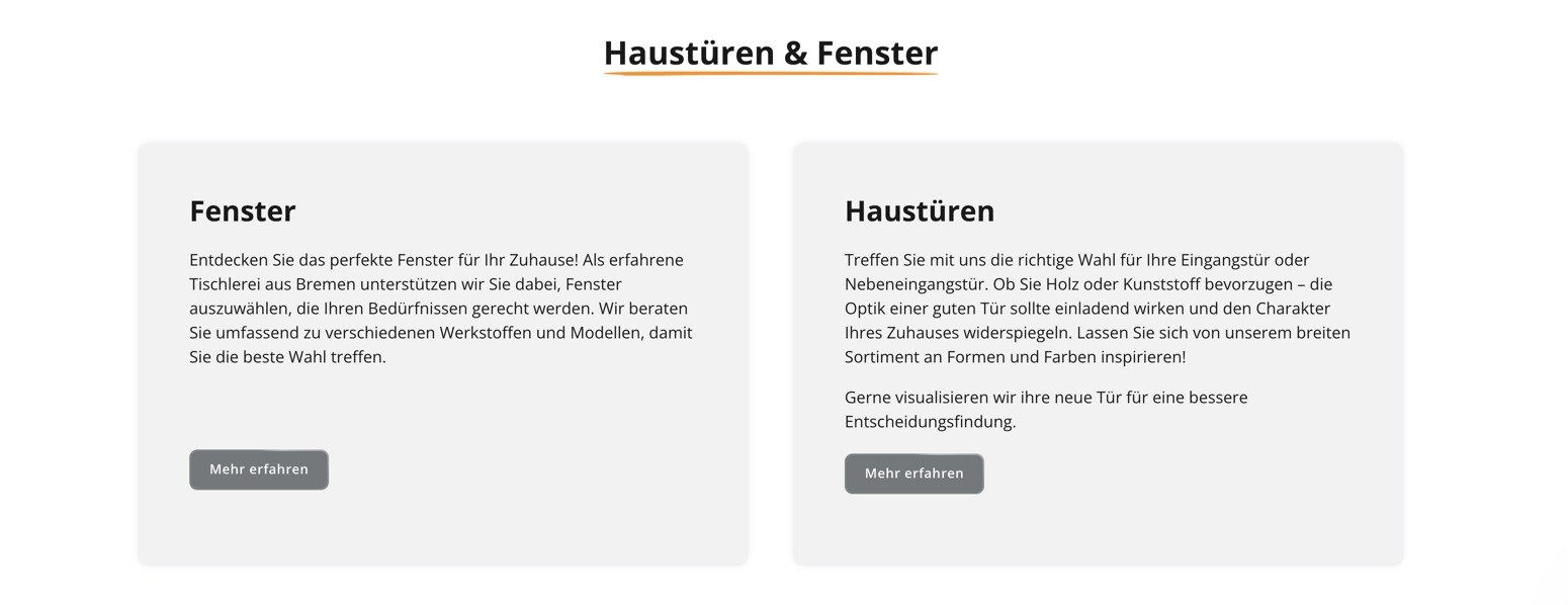 Ausschnitt 5 von 6 der Website von Tischlerei Dühnfort & Hippchen, Bremen