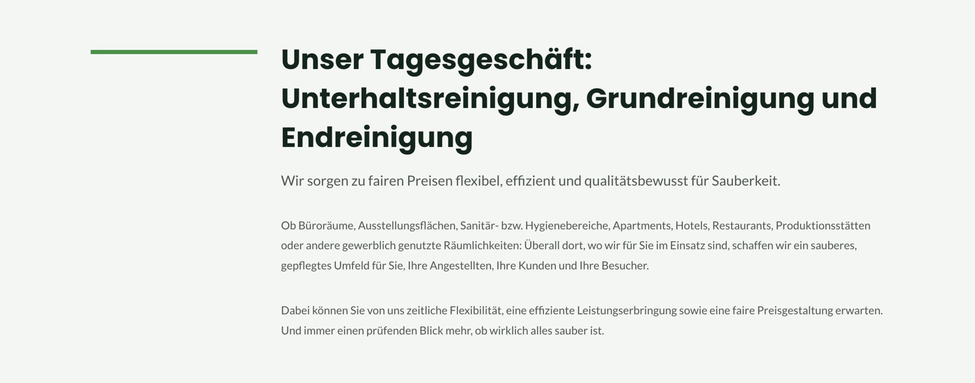 Ausschnitt 1 von 5 der Website von Hendel Gebäudereinigung, Dresden