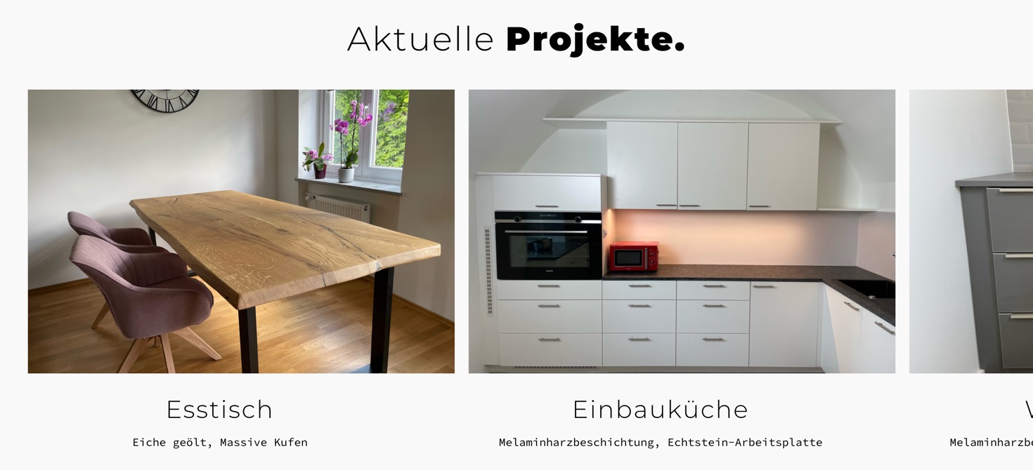 Ausschnitt 6 von 6 der Website von Die Isarschreinerei, München