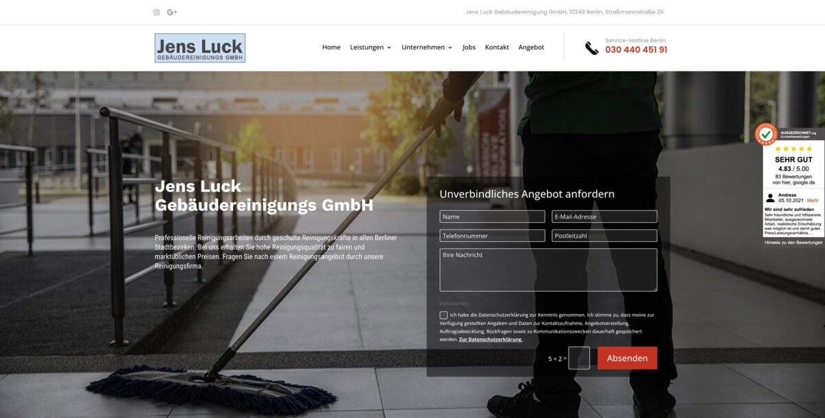 Screenshot der Website