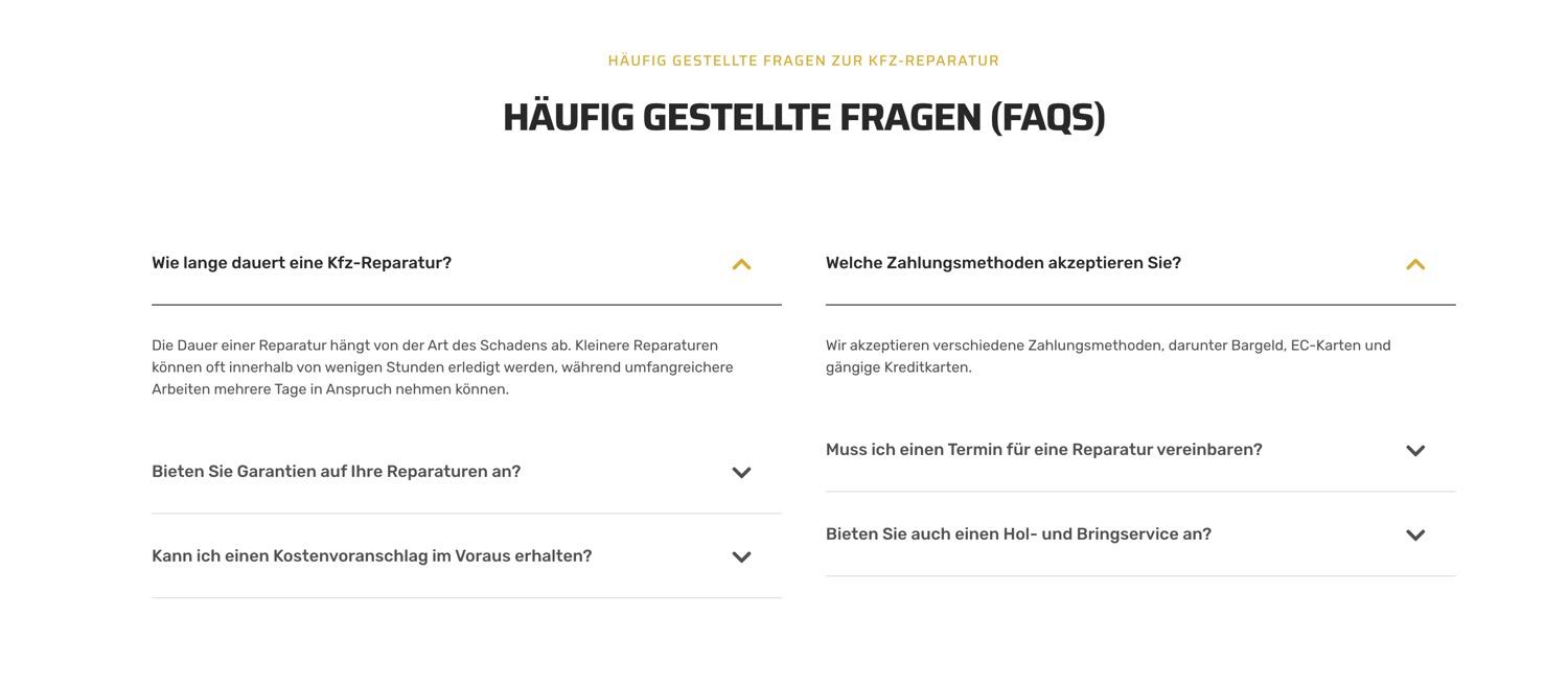 Ausschnitt 5 von 6 der Website von CarCompany Sener, Stuttgart