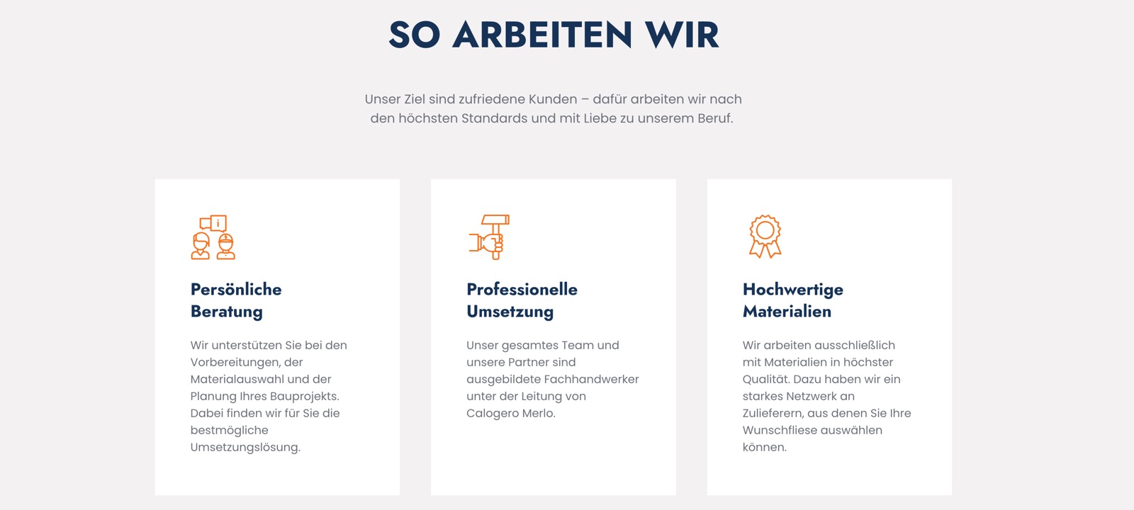 Ausschnitt 3 von 5 der Website von Merlo Naturstein, Fliesen & Bäder, Köln