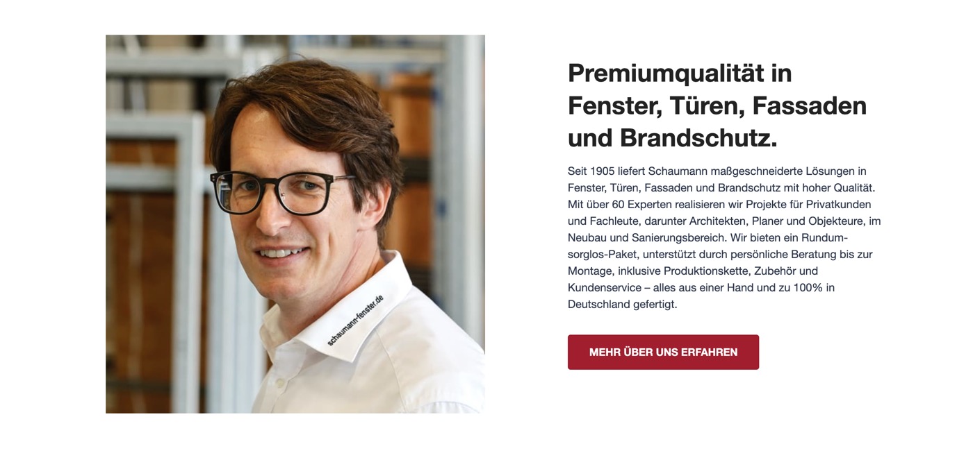 Ausschnitt 5 von 6 der Website von Schaumann, Kreis Unna
