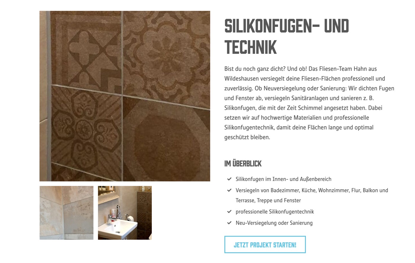 Ausschnitt 5 von 6 der Website von Fliesenteam Hahn, Landkreis Oldenburg