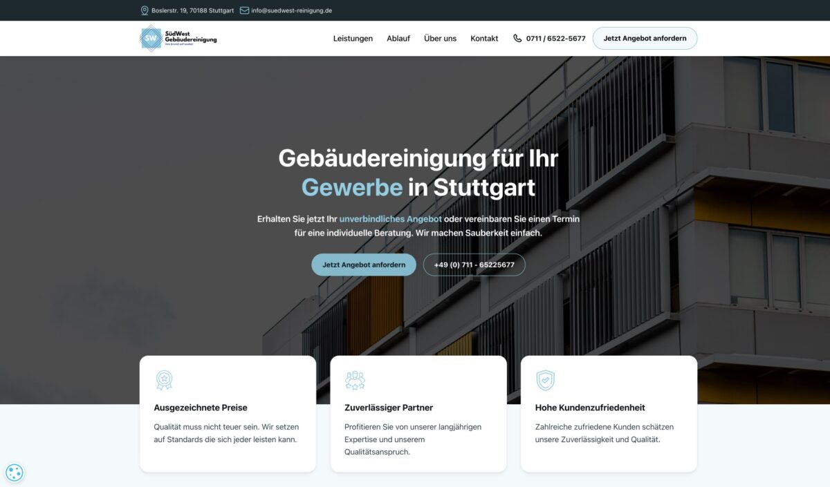 Screenshot der Website
